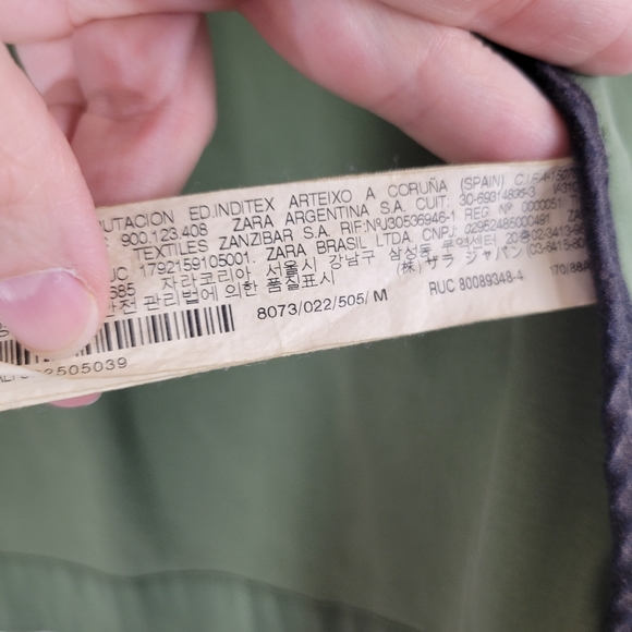 ZARA green cotton twill bell sleeve tribal southwest fringe trim zip jacket - Picture 12 of 14